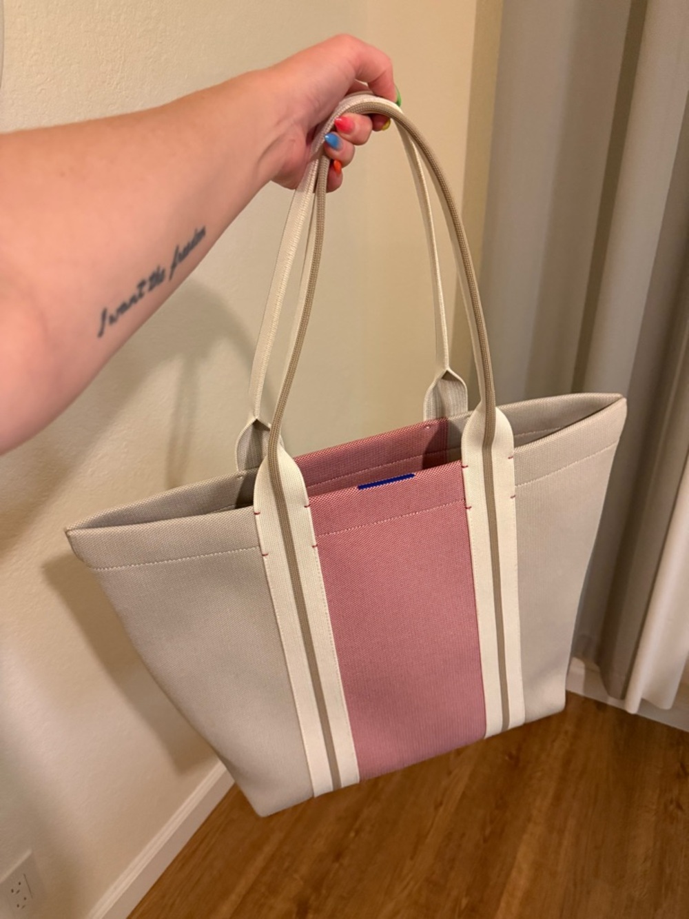 Rothy's Cream and Pink Tote Bag with Minimalist Design - Picture 3 of 7